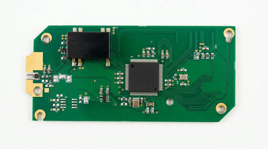 Carte électronique RF conçue par Korawave, avec microcontrôleur, convertisseur et connecteur RF